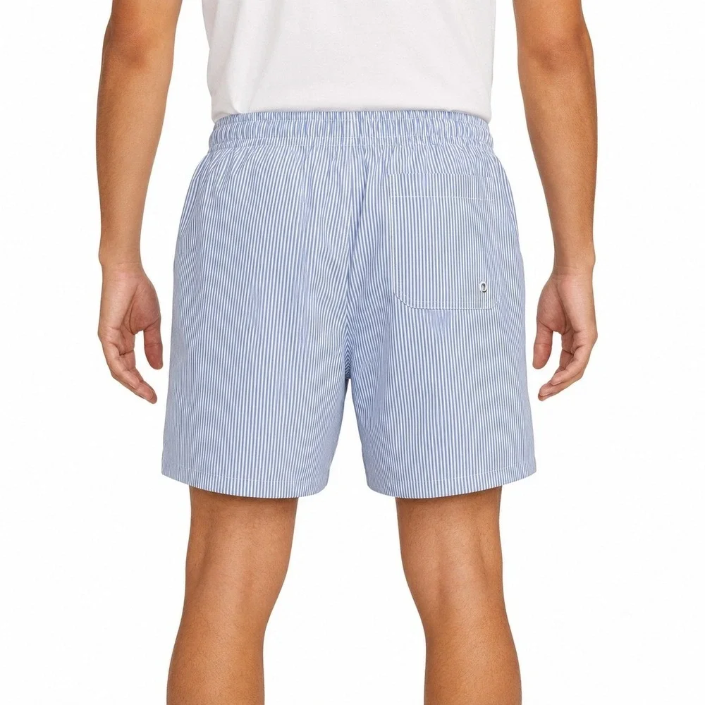 Nike Men Blue White Seersucker Stripe Swim Volley Shorts NESSG506-434 Medium